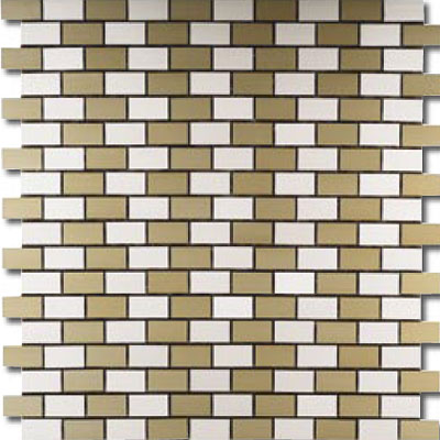 Metal Border Metal Border Pure Metal Brick Staggered Mosaic 1 X 2 Crema Tile  &  Stone